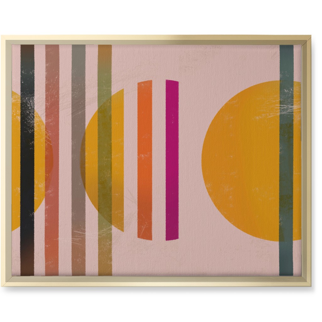 Abstract Cali Sunset - Multi on Pink Wall Art, Gold, Single piece, Canvas, 16x20, Multicolor