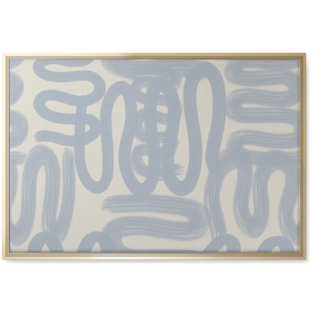 Squiggle - Blue and Cream Wall Art, Gold, Single piece, Canvas, 20x30, Blue