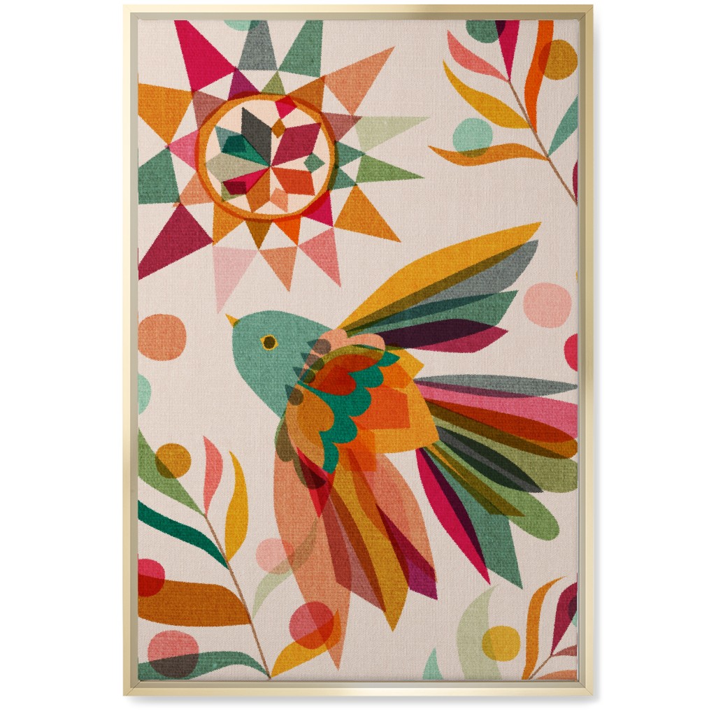 Joy, Hope and Peace - Multicolor Bird Wall Art, Gold, Single piece, Canvas, 20x30, Multicolor