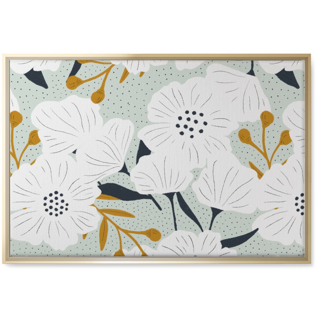 Beulah - Pale Blue Wall Art, Gold, Single piece, Canvas, 20x30, Blue, True Blue