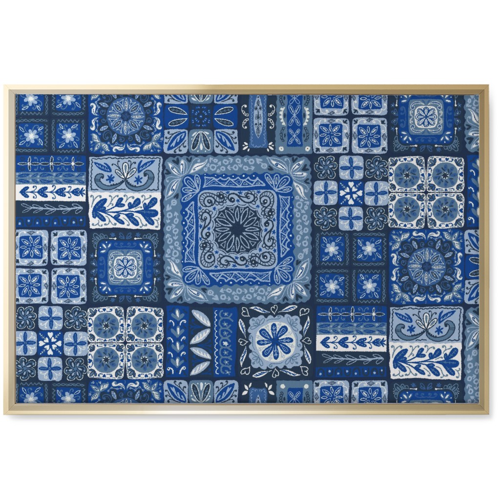 Grandma's Patchwork - Blue Wall Art, Gold, Single piece, Canvas, 20x30, Blue, True Blue