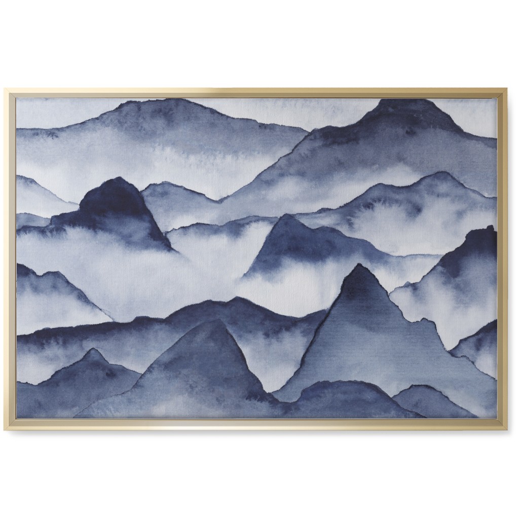 Watercolor Mountains - Blue Wall Art, Gold, Single piece, Canvas, 20x30, Blue