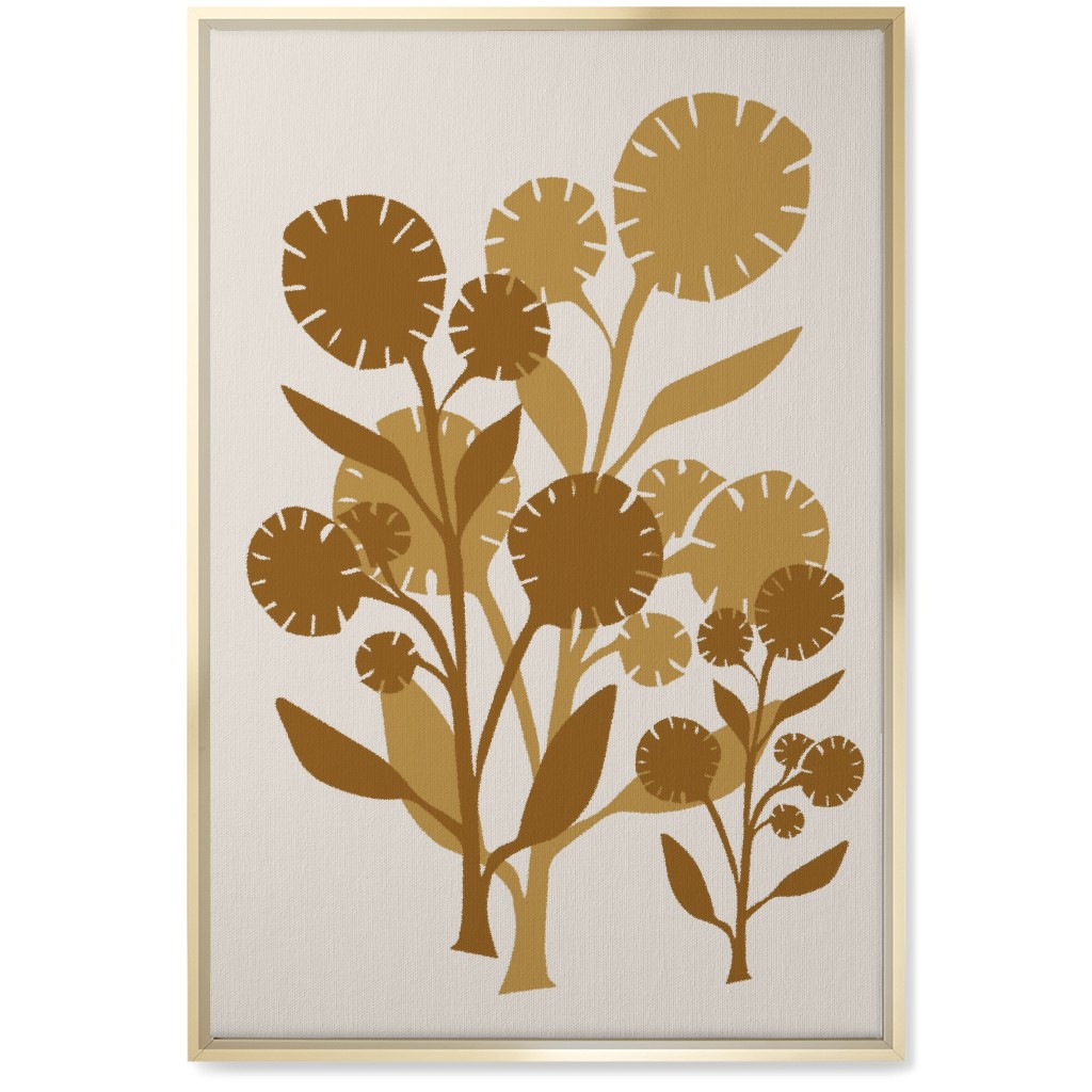 Abstract Flower Wall Art, Gold, Single piece, Canvas, 20x30, Brown, Rust