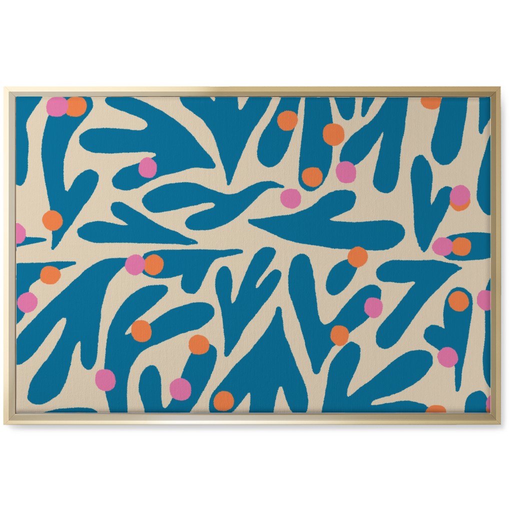 Funky Floral - Blue and White Wall Art, Gold, Single piece, Canvas, 20x30, Blue