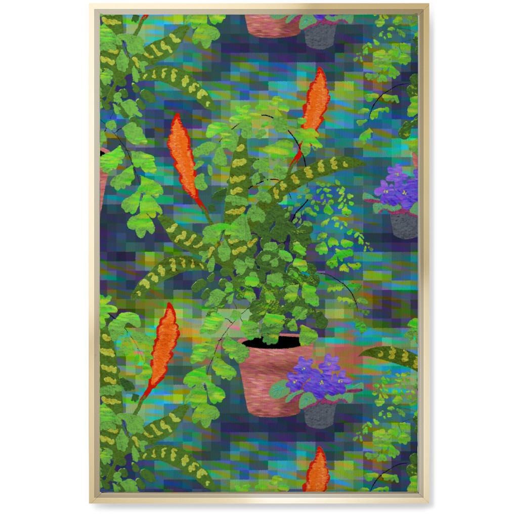 Impressionist Houseplants - Green Wall Art, Gold, Single piece, Canvas, 20x30, Green