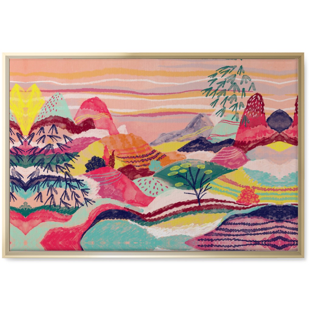 Dreamy Hills Abstract - Vibrant Wall Art, Gold, Single piece, Canvas, 20x30, Multicolor