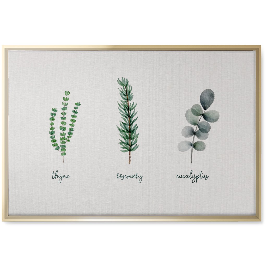 Watercolor Botanicals - Green Wall Art, Gold, Single piece, Canvas, 20x30, Green, Classic Green