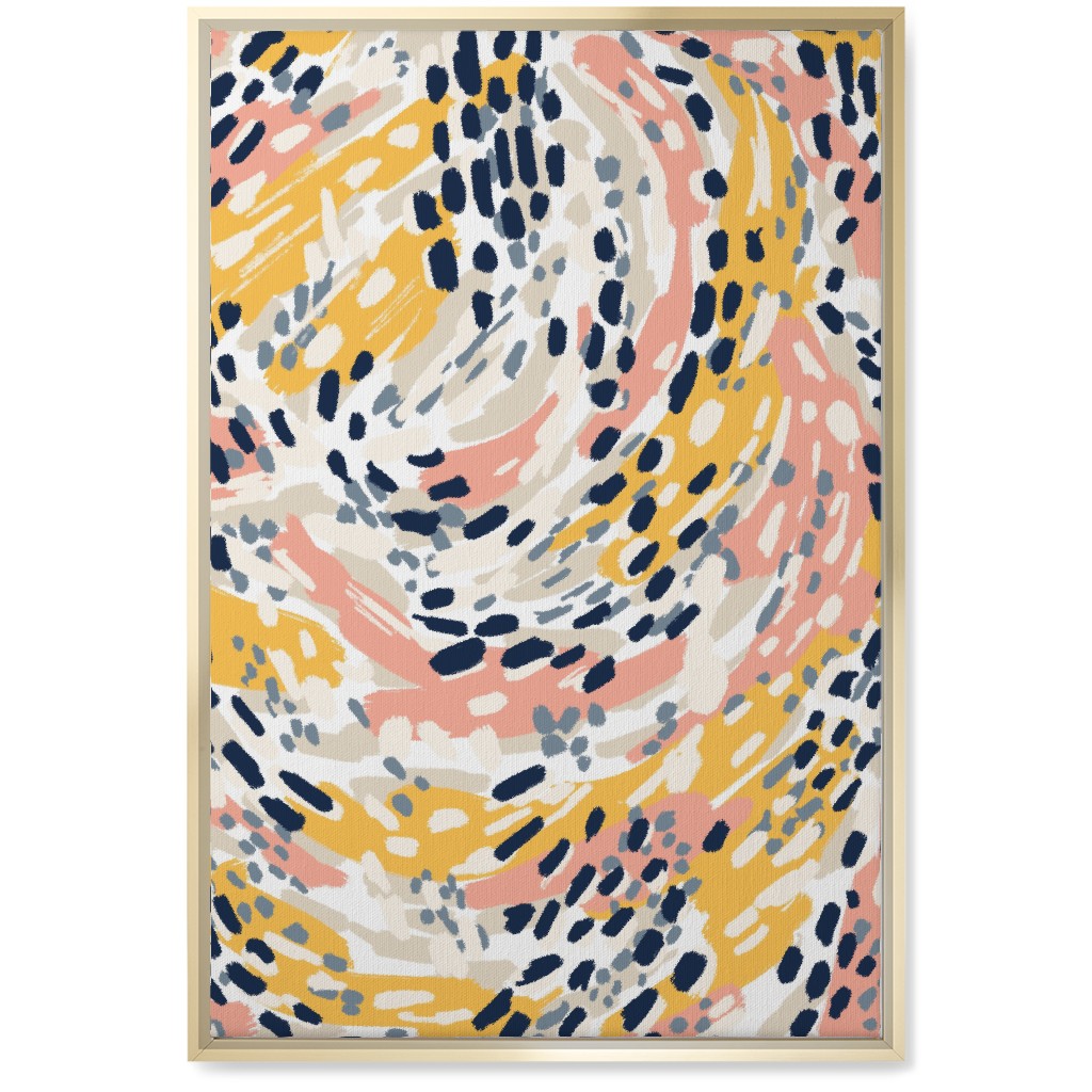 Abstract Painterly Swirls, Dots and Brushstrokes - Multi Wall Art, Gold, Single piece, Canvas, 20x30, Multicolor