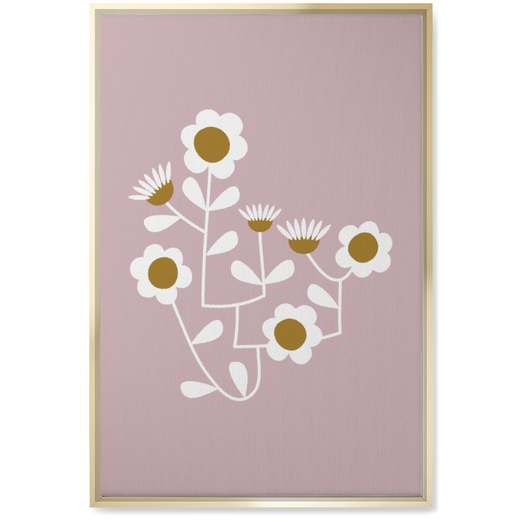 Mod Hanging Floral Wall Art, Gold, Single piece, Canvas, 20x30, Pink, Whisper