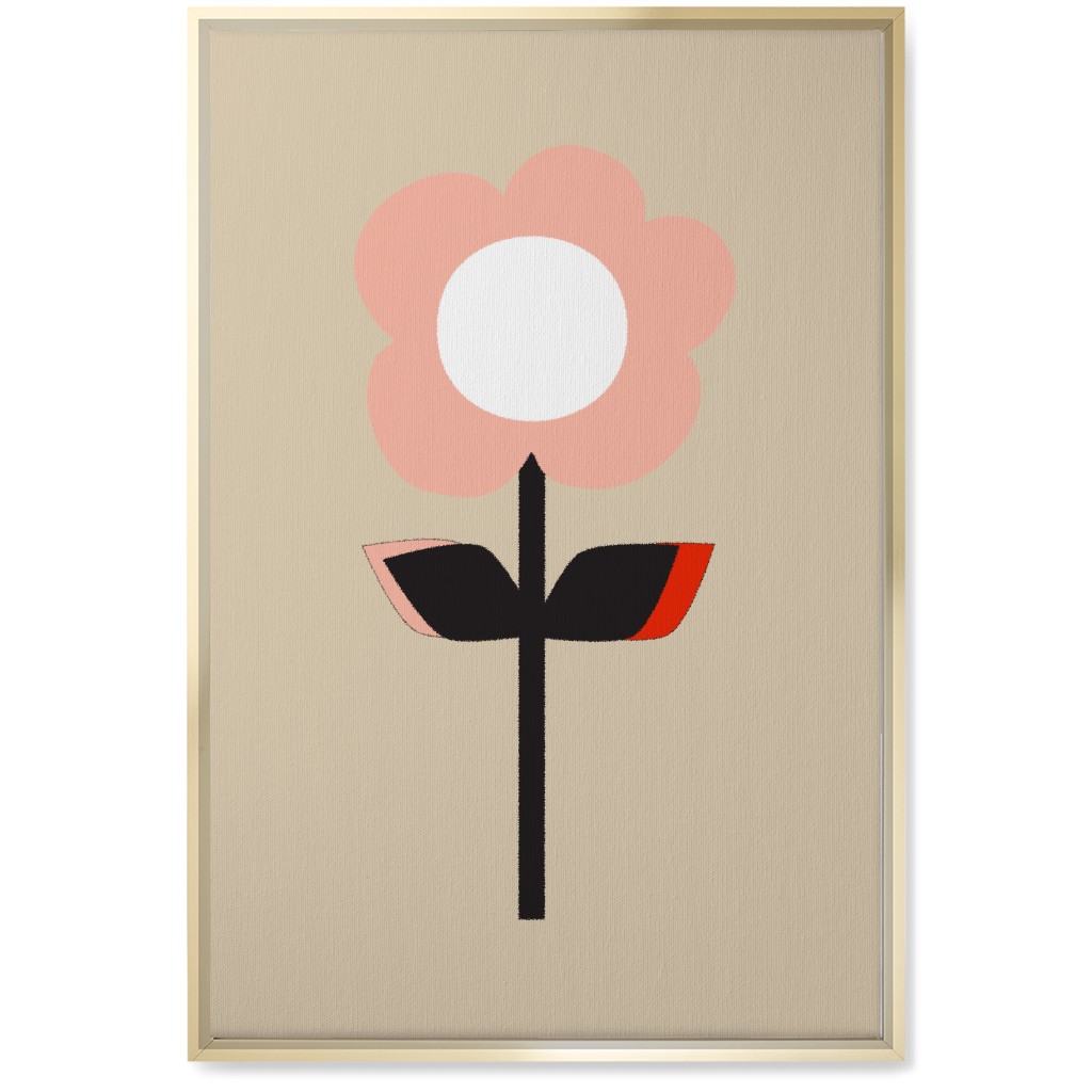 Retro Flower Wall Art, Gold, Single piece, Canvas, 20x30, Pink, Fair Weather