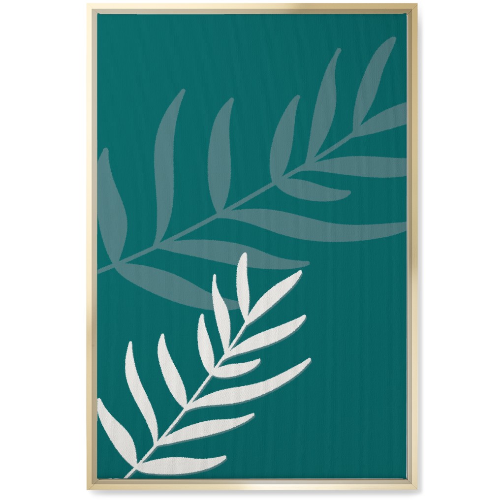 Fern Leaves in Neutral Earth Tones Wall Art, Gold, Single piece, Canvas, 20x30, Green