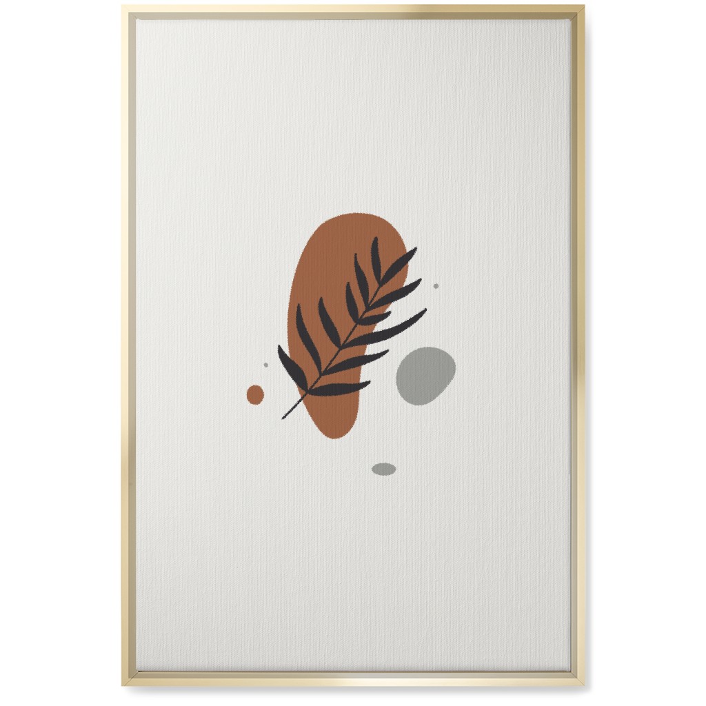 Shapes and Fern Leaf V Wall Art, Gold, Single piece, Canvas, 20x30, Brown, Toast