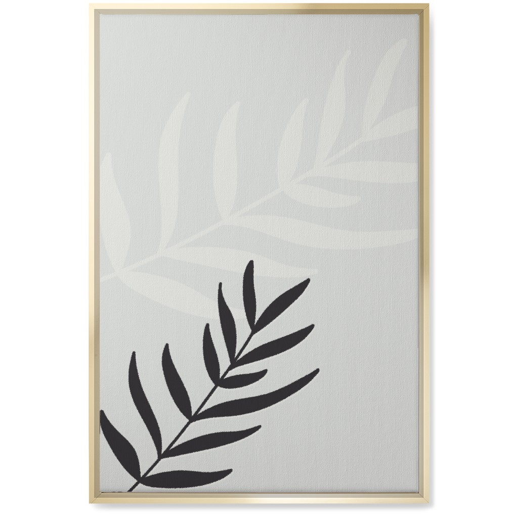 Fern Leaves in Neutral Earth Tones Wall Art, Gold, Single piece, Canvas, 20x30, Gray, Silver Lining