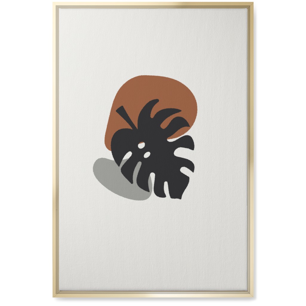 Shapes and Fern Leaf Ii Wall Art, Gold, Single piece, Canvas, 20x30, Brown