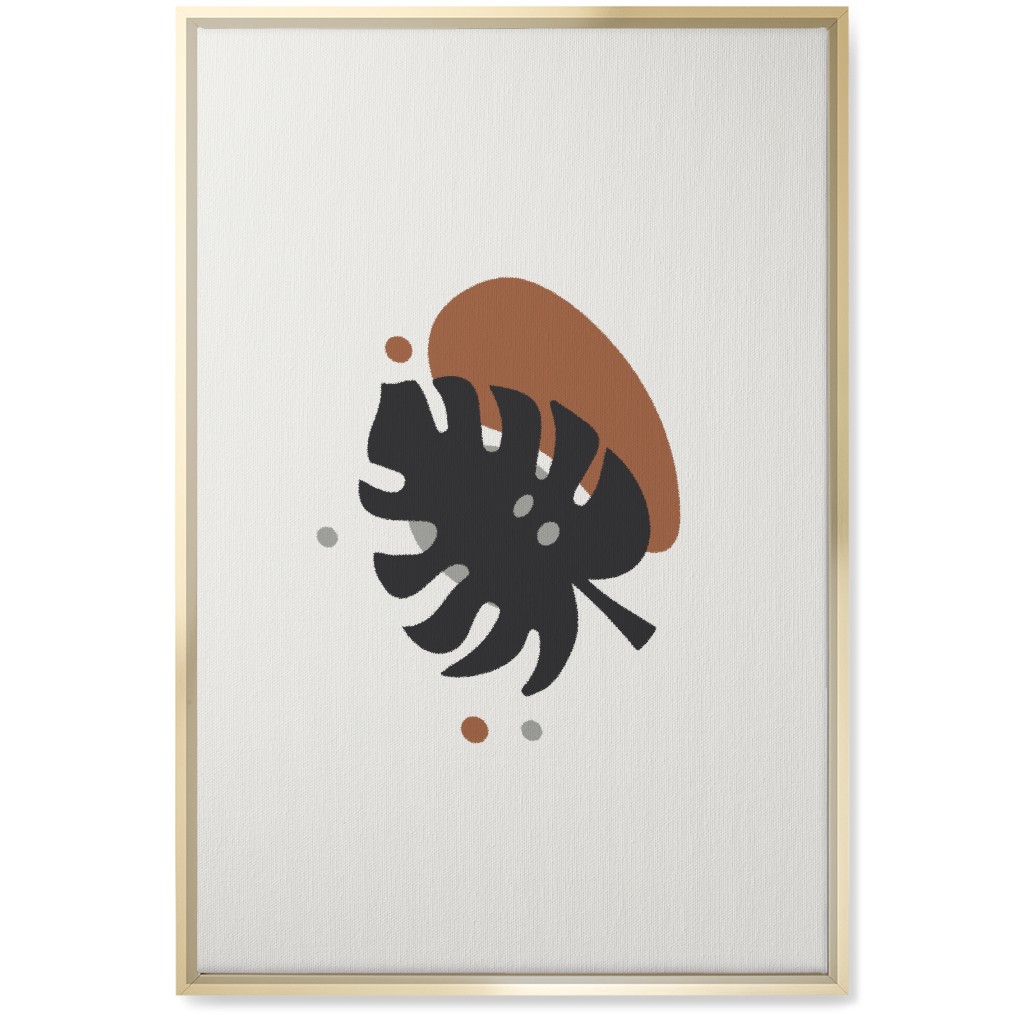 Shapes and Fern Leaf Iii Wall Art, Gold, Single piece, Canvas, 20x30, Brown