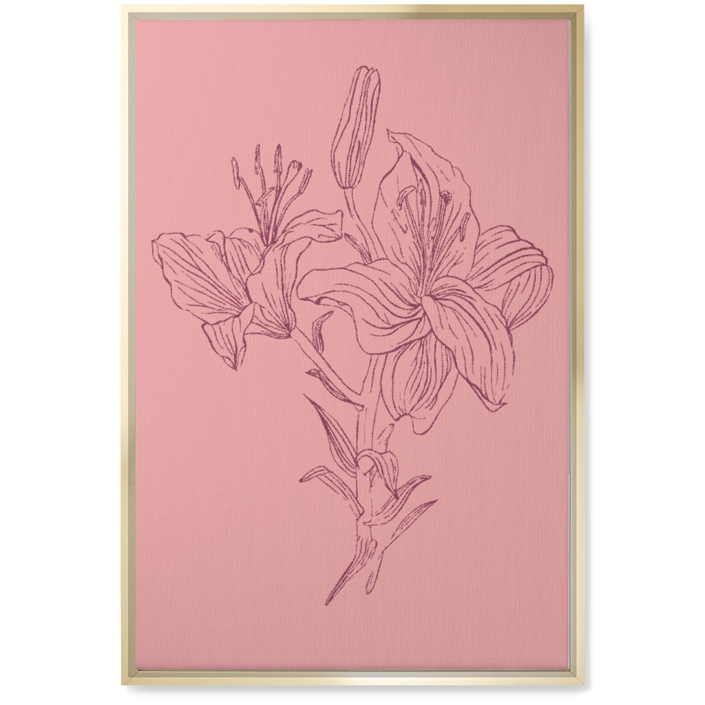Lily - Pink Wall Art, Gold, Single piece, Canvas, 20x30, Pink