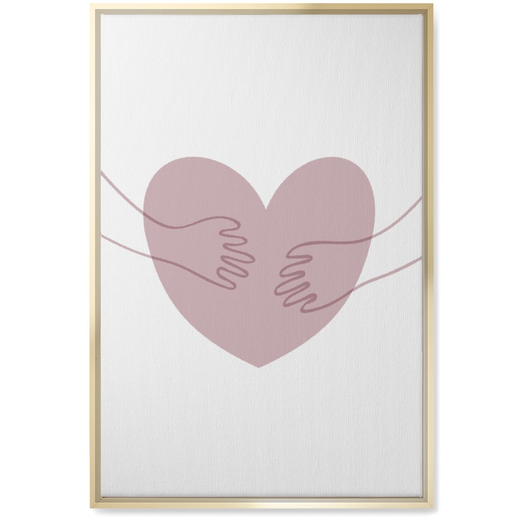 Hugs and Heart - Pink Wall Art, Gold, Single piece, Canvas, 20x30, Pink