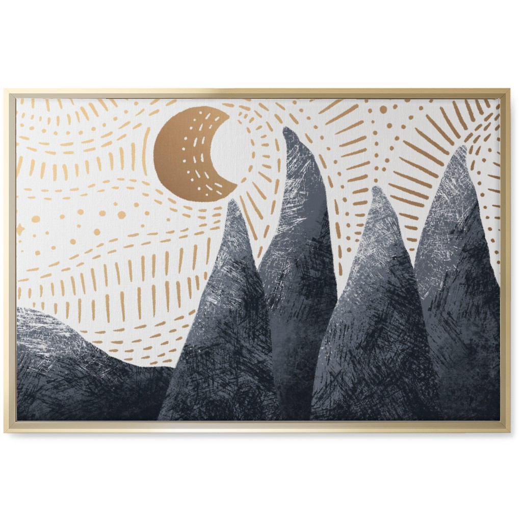 Moonrise Winters Skies - Earth Tones Wall Art, Gold, Single piece, Canvas, 20x30, Multicolor