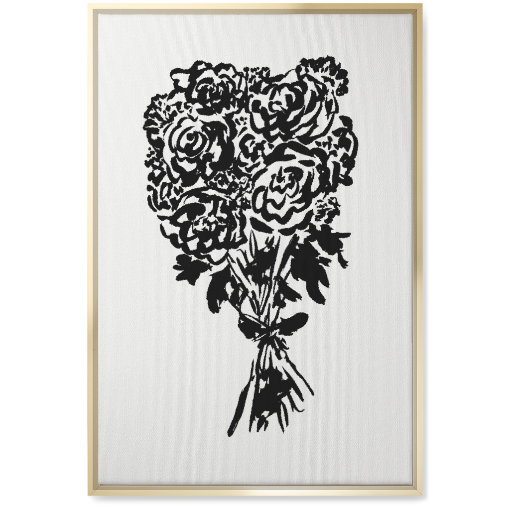 Summer Bouquet Wall Art, Gold, Single piece, Canvas, 20x30, White, White