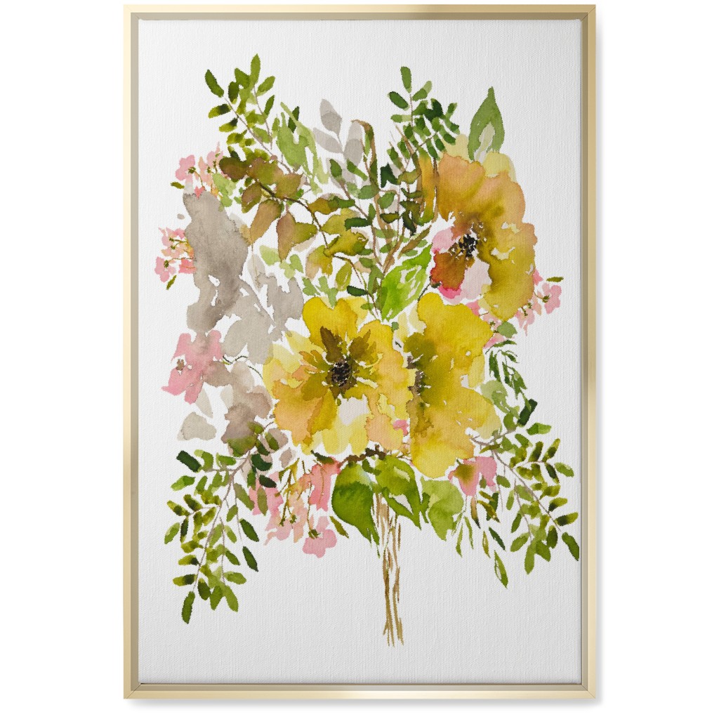 Floral Bouquet - Yellow Wall Art, Gold, Single piece, Canvas, 20x30, Yellow, Classic Yellow
