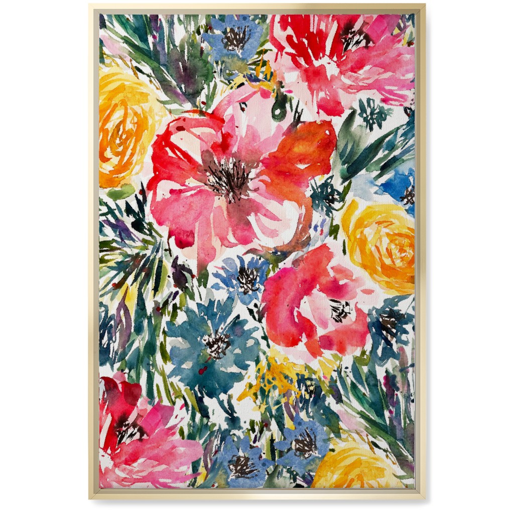 Blair Floral - Multi Wall Art, Gold, Single piece, Canvas, 20x30, Multicolor