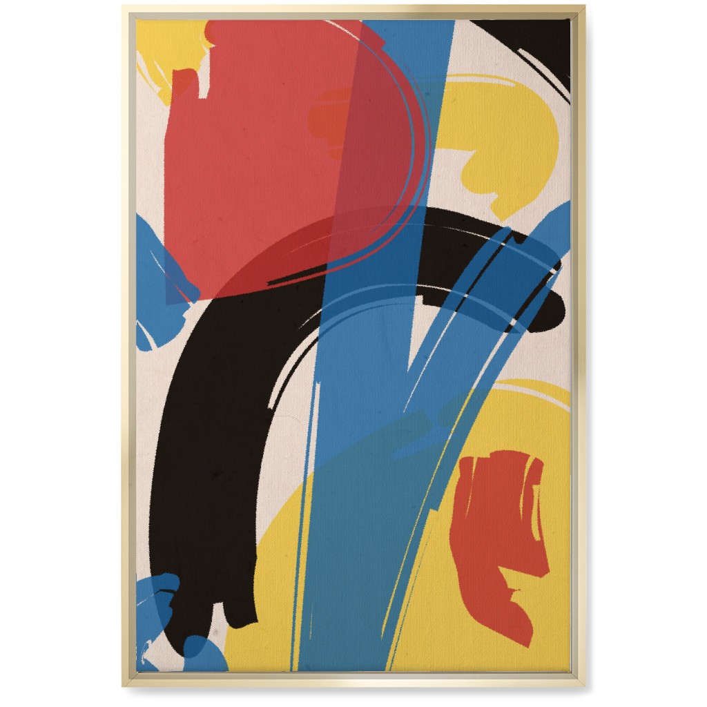 Primary Painterly Abstract - Multi Wall Art, Gold, Single piece, Canvas, 20x30, Multicolor