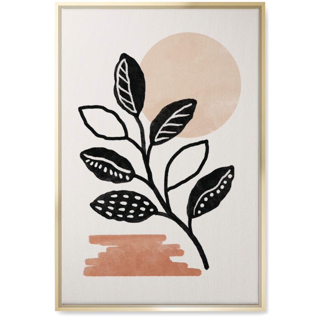 Leaves in the Moonlight Wall Art, Gold, Single piece, Canvas, 20x30, Beige, Tan