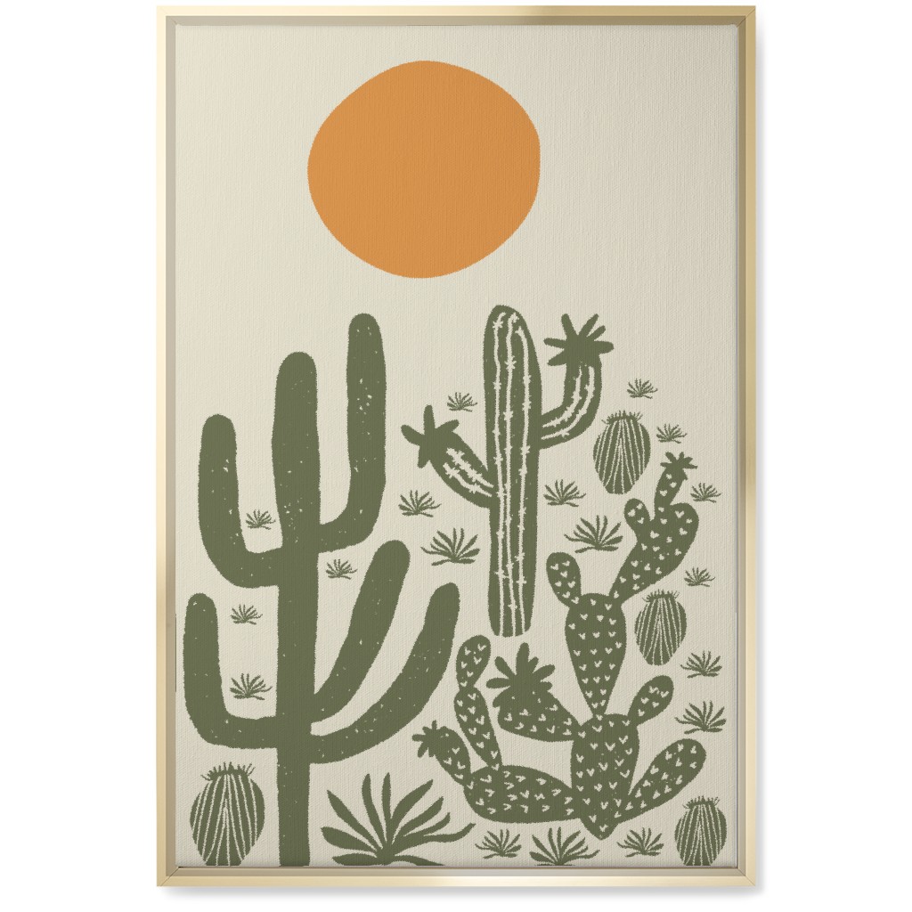Cactus - Earth Tones Wall Art, Gold, Single piece, Canvas, 20x30, Beige