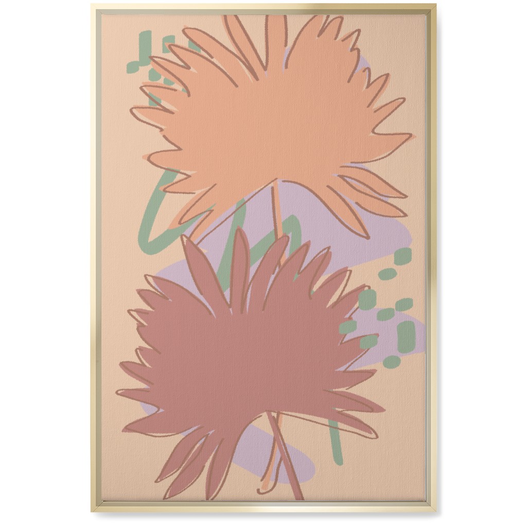 Modern Sabal Palm - Pink Wall Art, Gold, Single piece, Canvas, 20x30, Orange