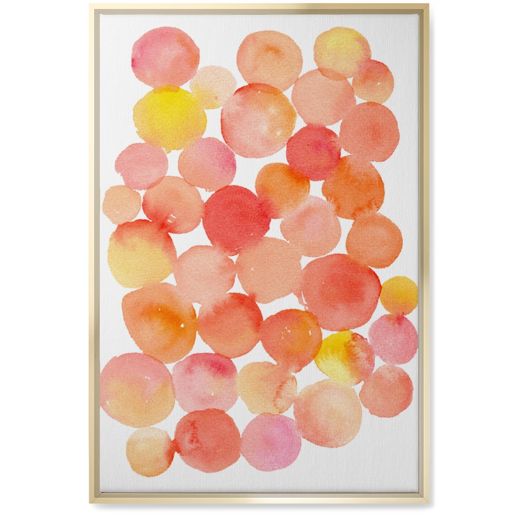 Watercolor Circles Wall Art, Gold, Single piece, Canvas, 20x30, Orange, Dusk Pink