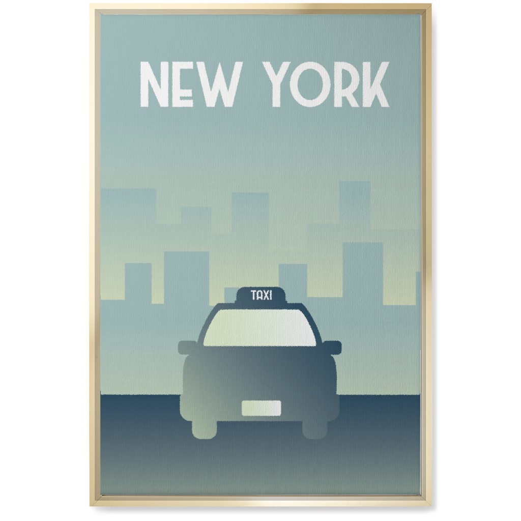 New York City Taxi Wall Art, Gold, Single piece, Canvas, 20x30, Green, Sage