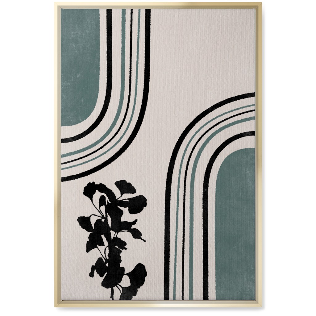 Modern Garden Pathway - Green and Ivory Wall Art, Gold, Single piece, Canvas, 20x30, Green