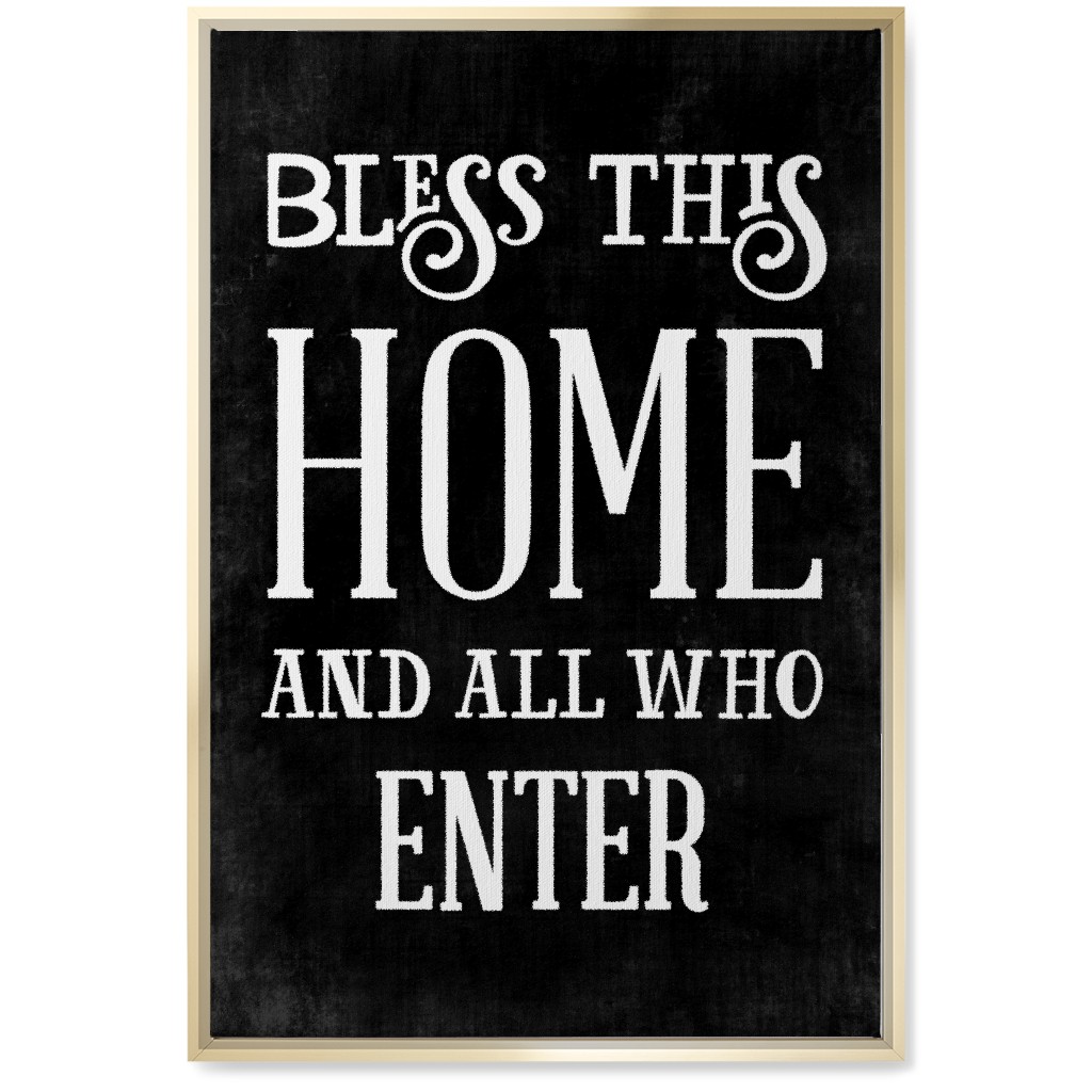 Bless This Home Wall Art, Gold, Single piece, Canvas, 20x30, Black, Coal