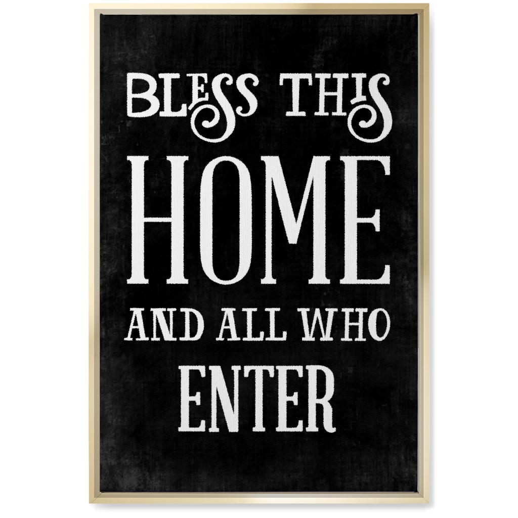 Bless This Home Wall Art, Gold, Single piece, Canvas, 20x30, Black