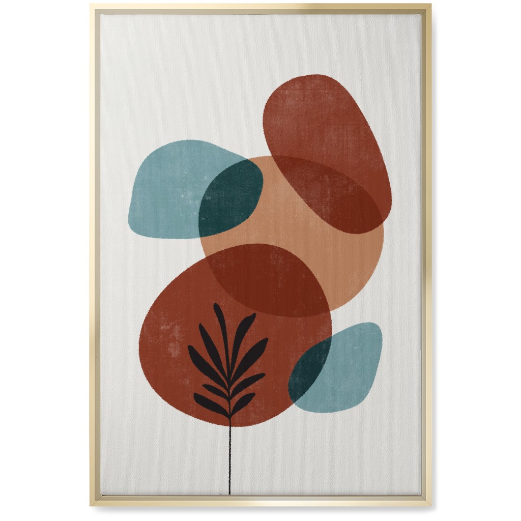 Abstract Leaf Orb - Terracotta and Ivory Wall Art, Gold, Single piece, Canvas, 20x30, Brown, Brown