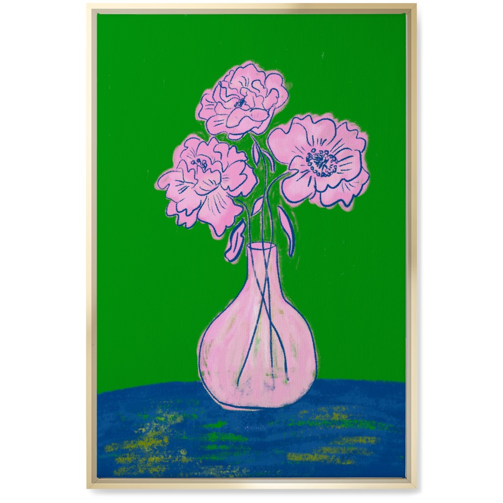 Party Florals - Multi Wall Art, Gold, Single piece, Canvas, 20x30, Green