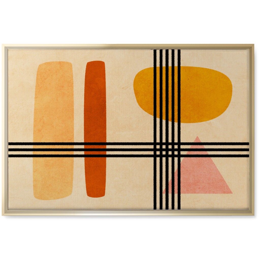 Criss-Cross Abstract Wall Art, Gold, Single piece, Canvas, 20x30, Orange