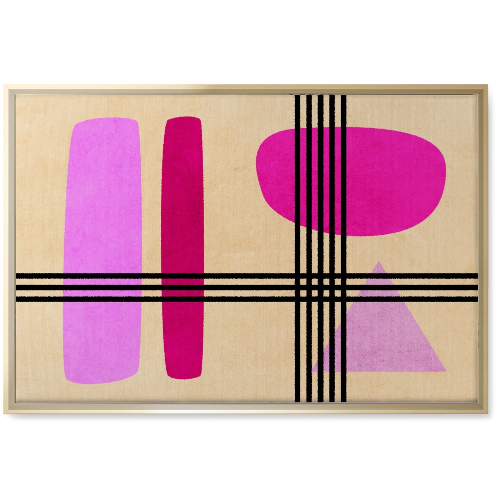 Criss-Cross Abstract Wall Art, Gold, Single piece, Canvas, 20x30, Pink