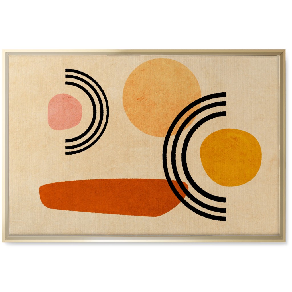 Cups & Saucers Abstract Wall Art, Gold, Single piece, Canvas, 20x30, Orange, Creamsicle