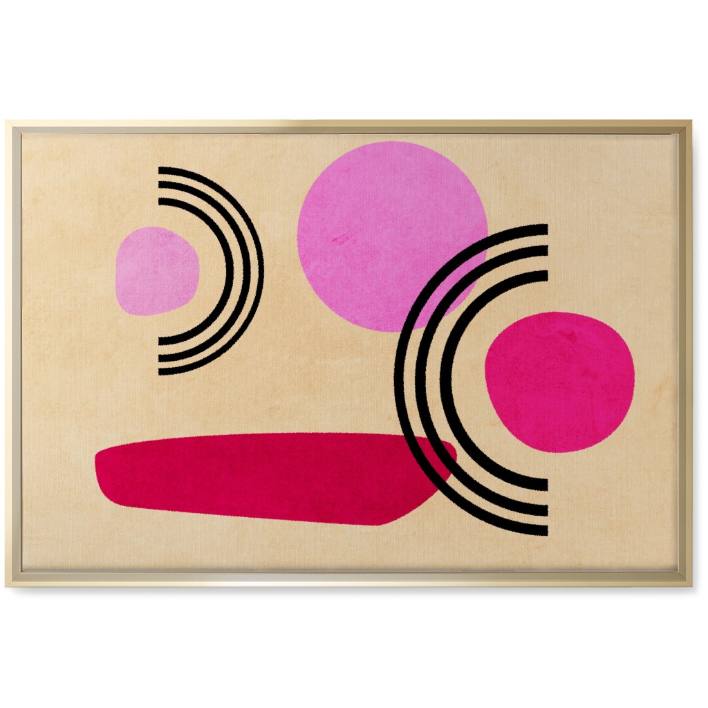 Cups & Saucers Abstract Wall Art, Gold, Single piece, Canvas, 20x30, Pink