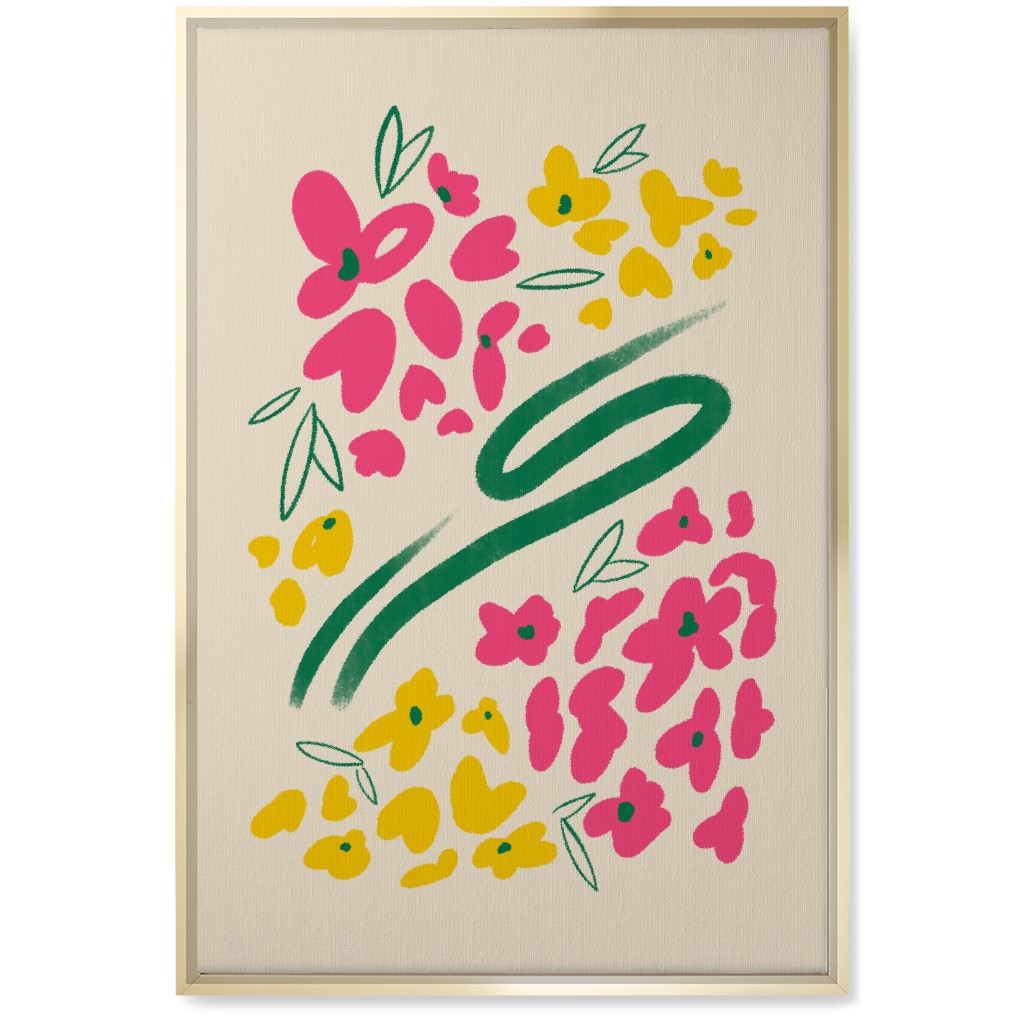 Greek Flowers - Multi on Beige Wall Art, Gold, Single piece, Canvas, 20x30, Multicolor