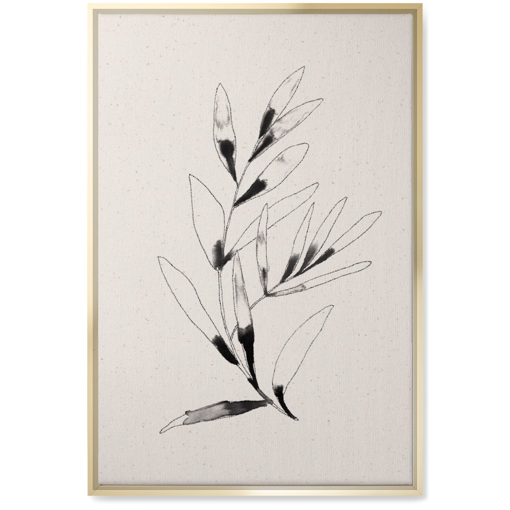 Olive Branch Watercolor - Neutral Wall Art, Gold, Single piece, Canvas, 20x30, Beige, Pearl