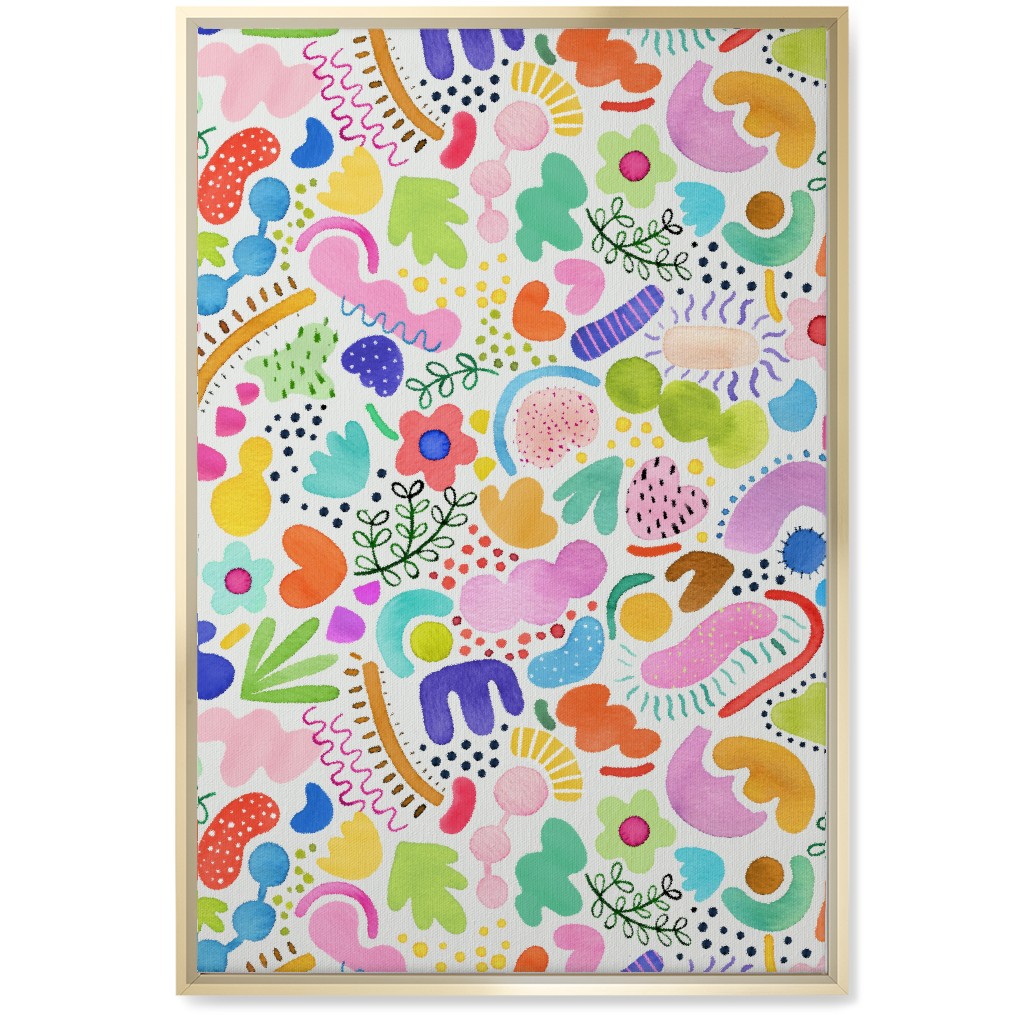 Playful Abstract Shapes - Bold Wall Art, Gold, Single piece, Canvas, 20x30, Multicolor