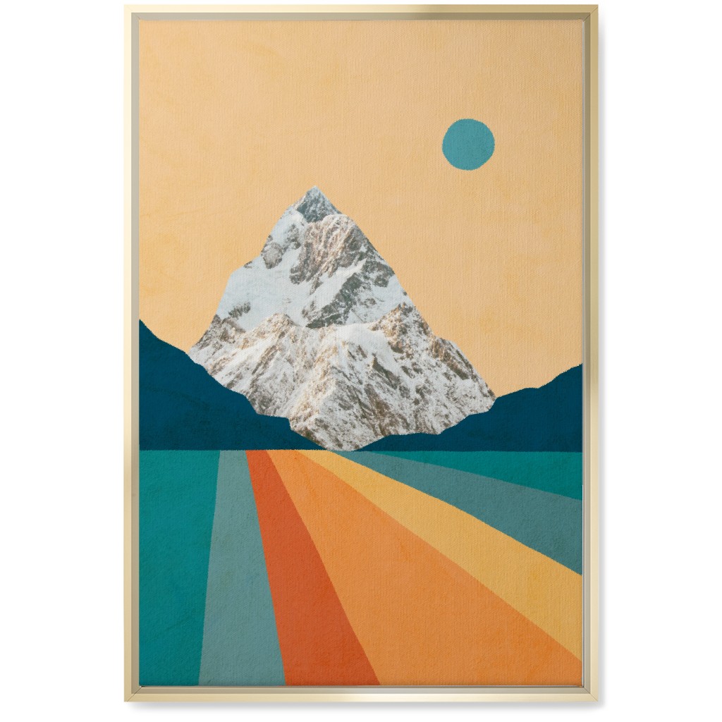 Retro Mountain - Multi Wall Art, Gold, Single piece, Canvas, 20x30, Multicolor