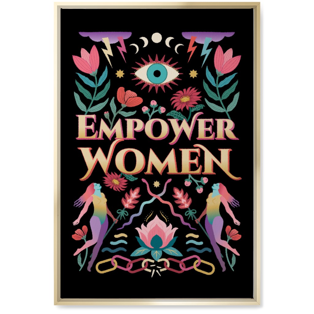 Empower - Multi on Black Wall Art, Gold, Single piece, Canvas, 20x30, Black, Black