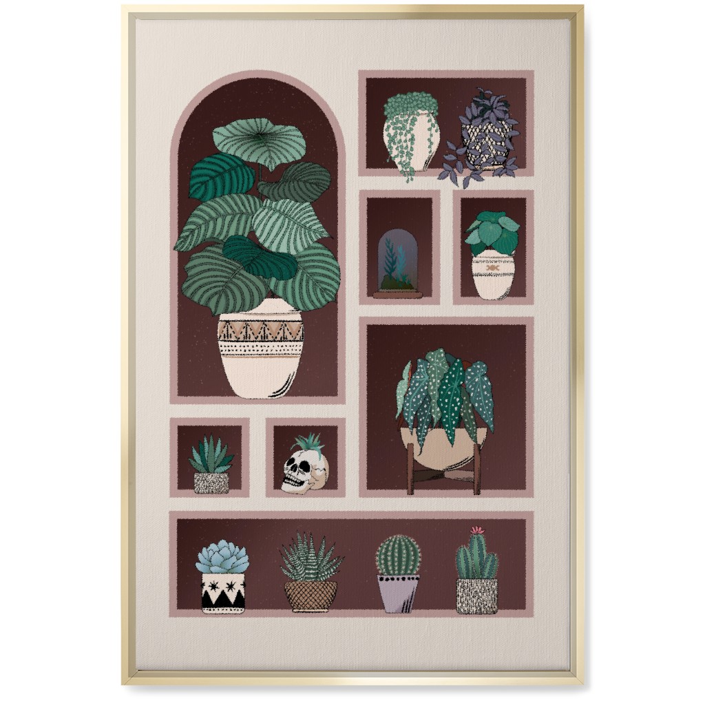 Neatly Arranged Indoor Plants - Neutral Wall Art, Gold, Single piece, Canvas, 20x30, Multicolor