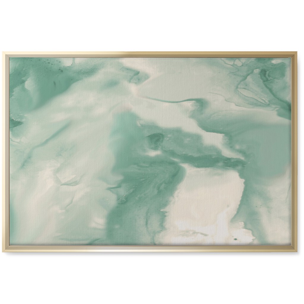 Abstract Watercolor Marble Wall Art, Gold, Single piece, Canvas, 20x30, Green, Mantis