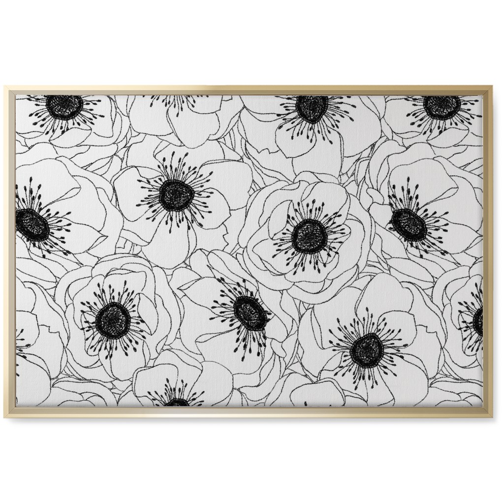 White Anemones - Neutral Wall Art, Gold, Single piece, Canvas, 20x30, White, White