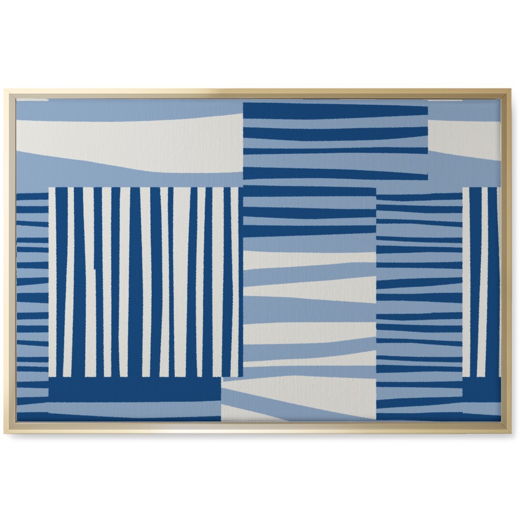 Twiggy Stripes Wall Art, Gold, Single piece, Canvas, 20x30, Blue, Light Blue