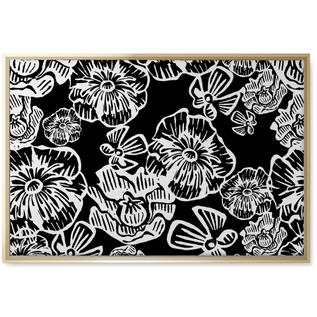 Poppy Arty Wall Art, Gold, Single piece, Canvas, 20x30, Black, Black